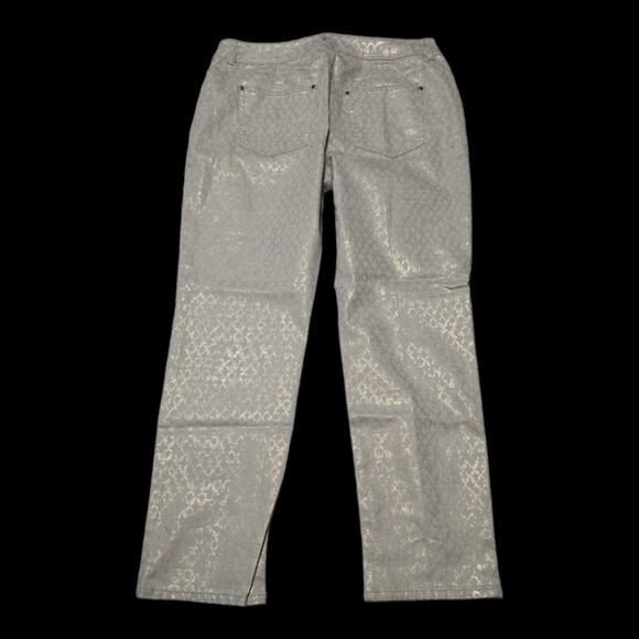 Chico's Platinum Gold Geometric Print Stretch Straight High Waist Jeans Size 6 - Picture 2 of 16